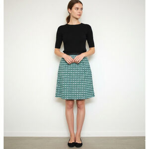 BODEN Green Blue Geometric Cotton Lined Skirt Knee Length Lined A Line 10